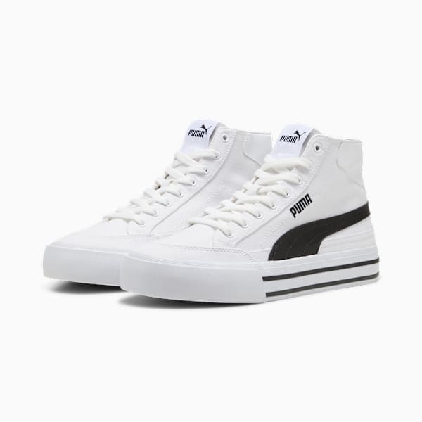 Court Classic Formstrip Mid Unisex Sneakers, PUMA White-PUMA Black, large-MEX