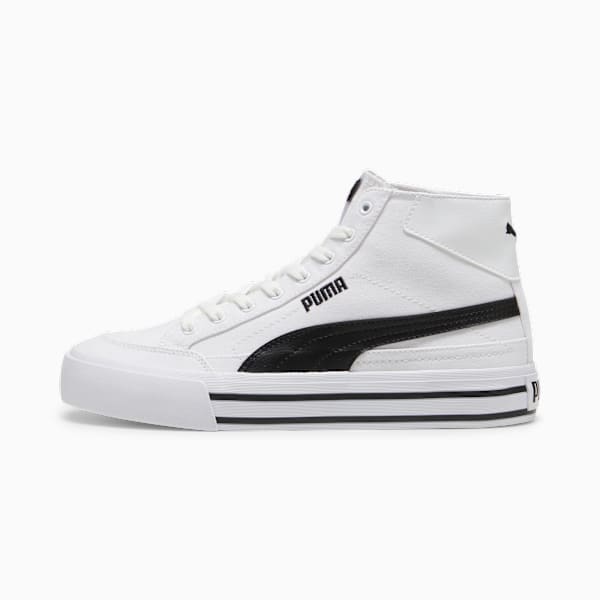 Court Classic Formstrip Mid Unisex Sneakers, PUMA White-PUMA Black, large-MEX