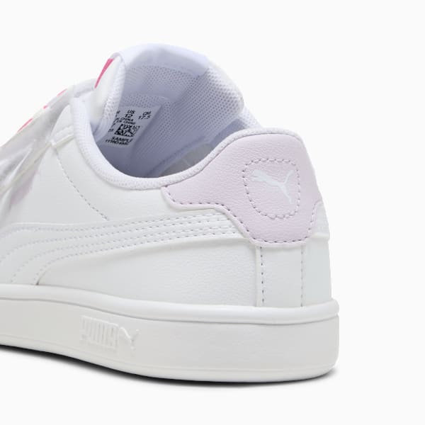 Tenis para niñas PUMA Smash 3.0 Badges, PUMA White-Magic Rose-Lilac Frost, large-MEX