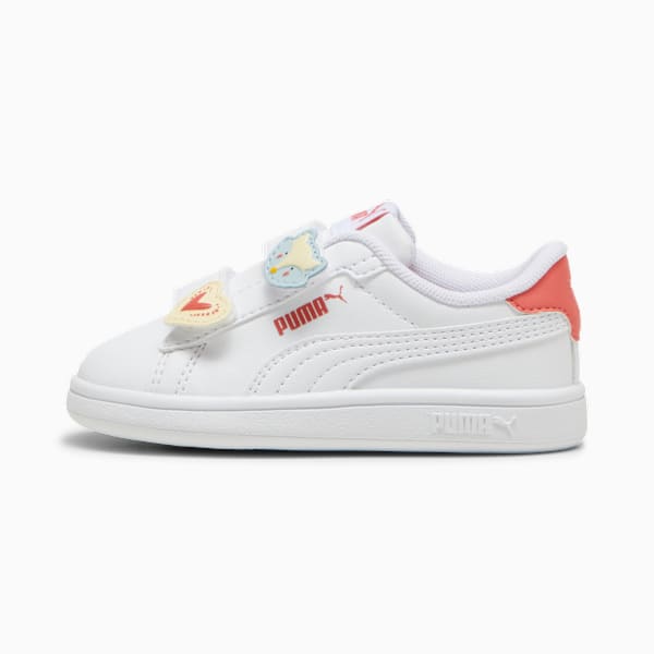 PUMA Smash 3.0 Badges Toddlers' Sneakers, PUMA White-Frosted Dew-Salmon, large-MEX