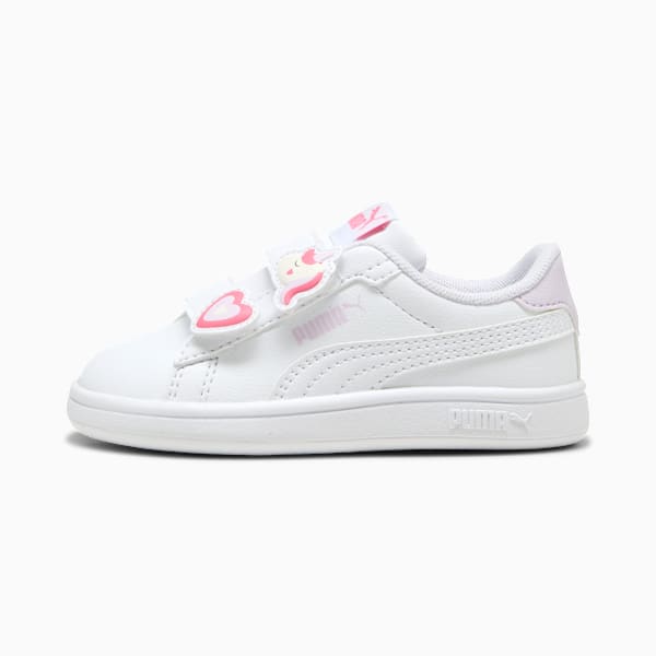 PUMA Smash 3.0 Badges Toddlers' Sneakers, PUMA White-Magic Rose-Lilac Frost, large-MEX