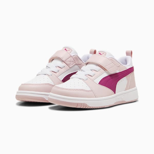 Tenis PUMA Rebound V6 para niños, Mauve Mist-Magenta Gleam-PUMA White, large-MEX