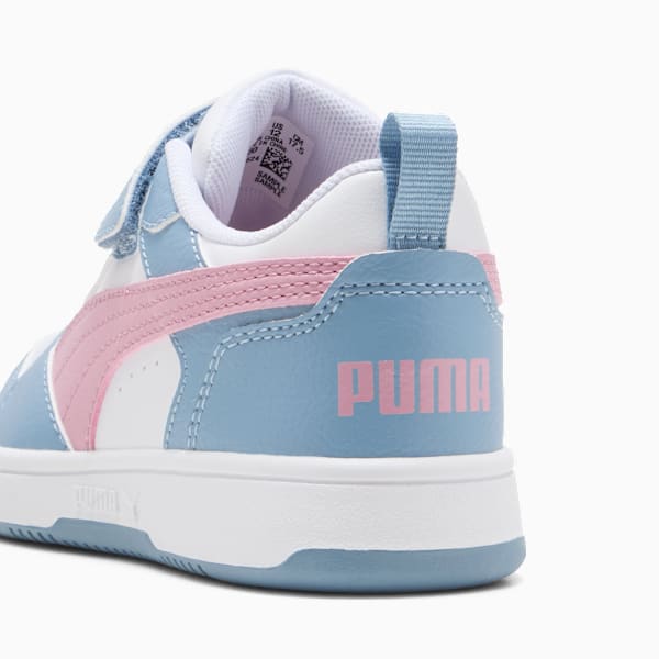 Tenis PUMA Rebound V6 para niños, PUMA White-Poised Pink-Cool Blue, large-MEX