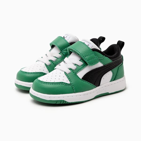 Tenis PUMA Rebound v6 Starblitz para bebés, PUMA White-PUMA Black-Archive Green, large-MEX