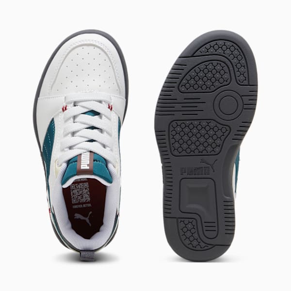Tenis Infantiles Rebound V6 Lo Mid 90s, PUMA White-Cold Green-Galactic Gray, large-MEX