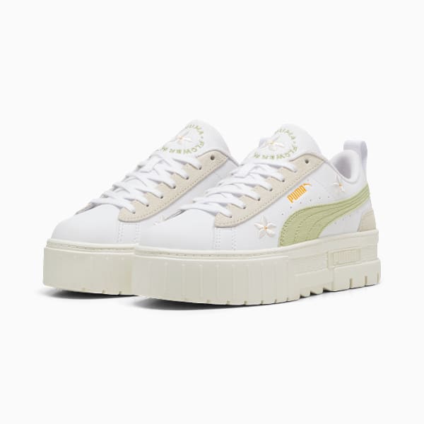 Zapatillas Mayze Embroidery Wns, PUMA White-Pistachio Green, large-ARG