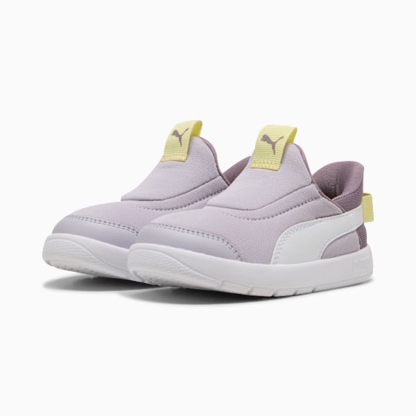 Tenis Courtflex v3 Ease In para niños, Lilac Crush-PUMA White-Gold Moon, large-MEX