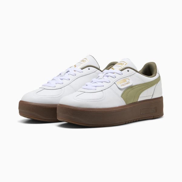 Palermo Elevata Leather Sneakers Women, PUMA White-Lux Army, large-ZAF