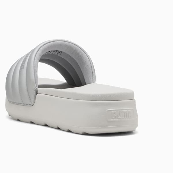 Karmen Puffy Aqua Metallics Slides Women, PUMA Silver-Feather Gray, large-MEX