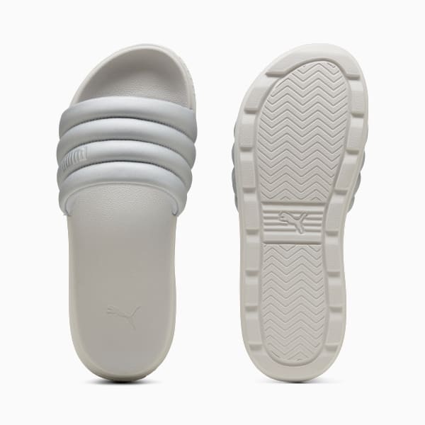 Karmen Puffy Aqua Metallics Slides Women, PUMA Silver-Feather Gray, large-MEX