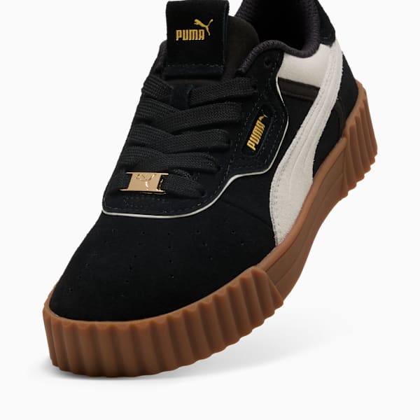 Zapatillas Carina 3.0 Luxe Gamuza para mujer, PUMA Black-Warm White-PUMA Gold, large-ARG