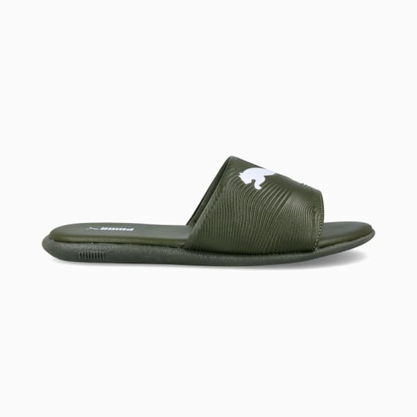 Sporty Embossed 2.0 Slides Men, Dark Olive-PUMA White, large-ZAF