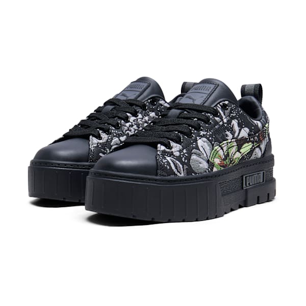 Zapatillas Mayze Dark Floral para mujer, PUMA Black-PUMA Silver-Smokey Gray, large-ARG