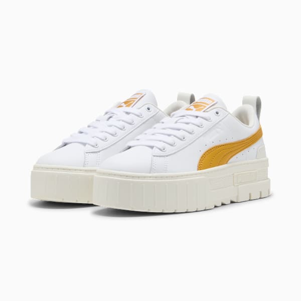 Zapatillas Mayze Lux para mujer, PUMA White-Archive Gold, large-ARG
