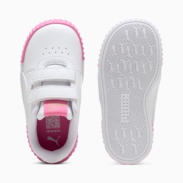 Zapatillas con abrojo Carina 3.0 para infantes, PUMA White-PUMA Gold-Posie Pink, large-ARG