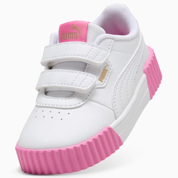 Zapatillas con abrojo Carina 3.0 para infantes, PUMA White-PUMA Gold-Posie Pink, large-ARG
