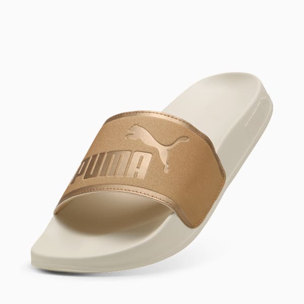 Leadcat 2.0 Aqua Metallics Slides Women, Alpine Snow-PUMA Gold-Light Sand, large-MEX