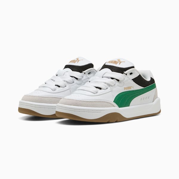 Park Lifestyle SK8 Sneakers Youth, PUMA White-Archive Green-PUMA Gold, large-ZAF