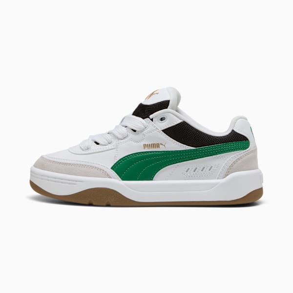 Park Lifestyle SK8 Sneakers Youth, PUMA White-Archive Green-PUMA Gold, large-ZAF