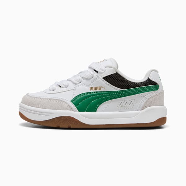 Park Lifestyle SK8 Sneakers Kids, PUMA White-Archive Green-PUMA Gold, large-ZAF