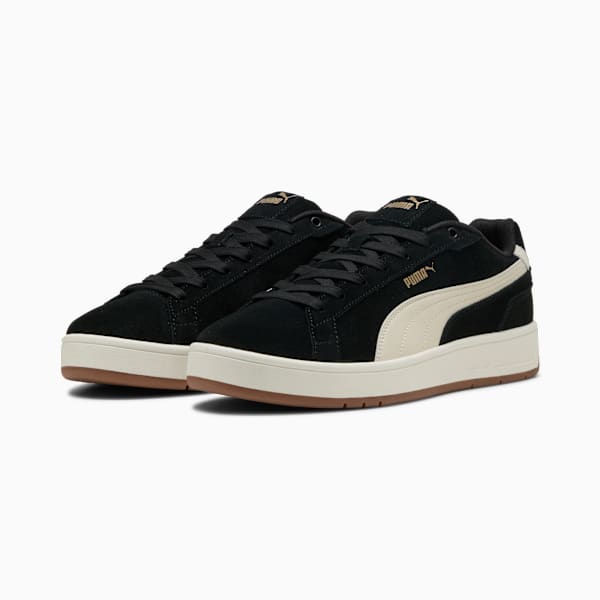 Court Classic Suede Sneakers Unisex, PUMA Black-Alpine Snow-PUMA Gold, large-ZAF