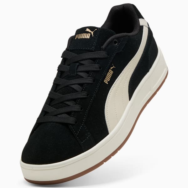 Court Classic Suede Sneakers Unisex, PUMA Black-Alpine Snow-PUMA Gold, large-ZAF