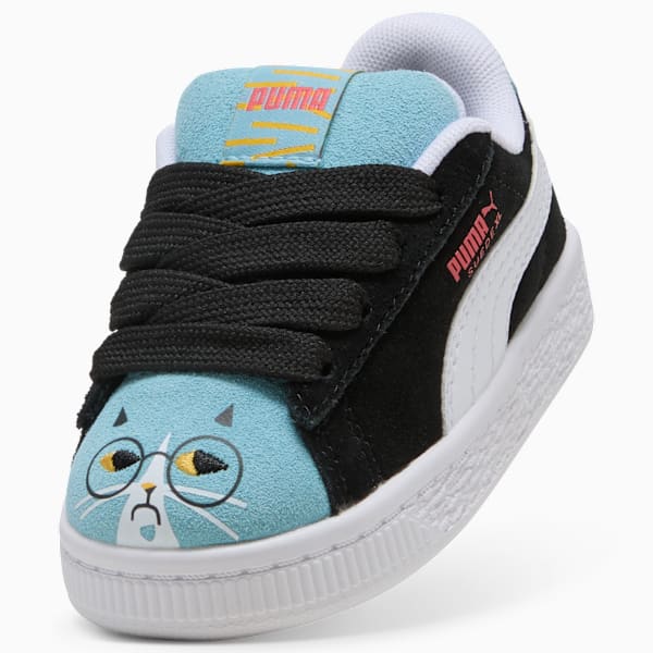 Suede XL Moody Cat Elasticated Sneakers Toddler, PUMA Black-PUMA White-Aqua, large-MEX