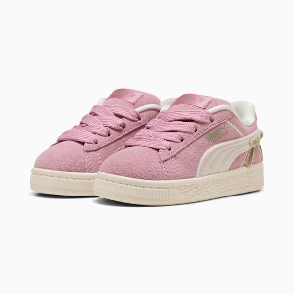 Bowtique Suede XL Sneakers Toddler, Poised Pink-Frosted Ivory, large-MEX