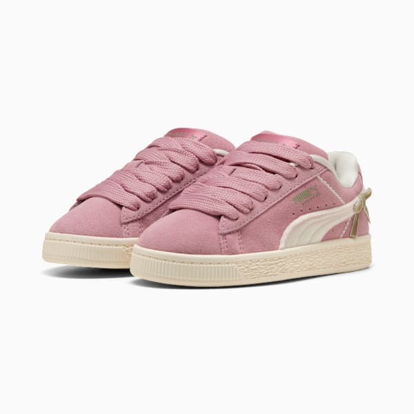Bowtique Suede XL Sneakers Kids, Poised Pink-Frosted Ivory, large-MEX