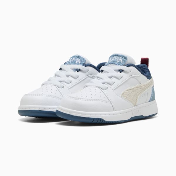 Tenis Rebound V6 Low Mid-90s para bebés, PUMA White-Vapor Gray-Cool Blue, large-MEX