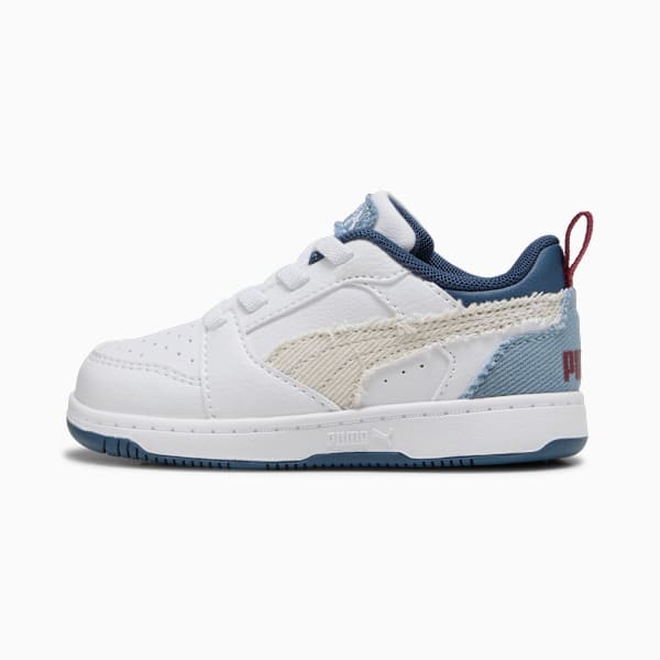 Tenis Rebound V6 Low Mid-90s para bebés, PUMA White-Vapor Gray-Cool Blue, large-MEX