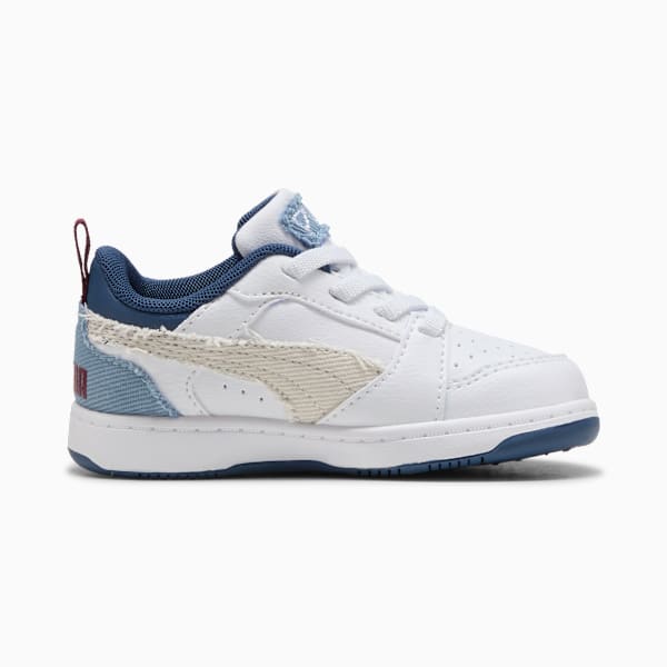 Tenis Rebound V6 Low Mid-90s para bebés, PUMA White-Vapor Gray-Cool Blue, large-MEX