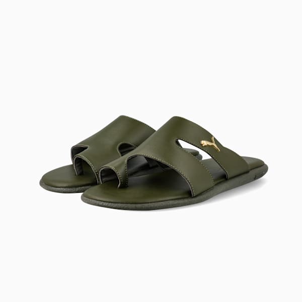 Sporty Magnet TW Slides Men, Dark Olive-PUMA Gold, large-ZAF