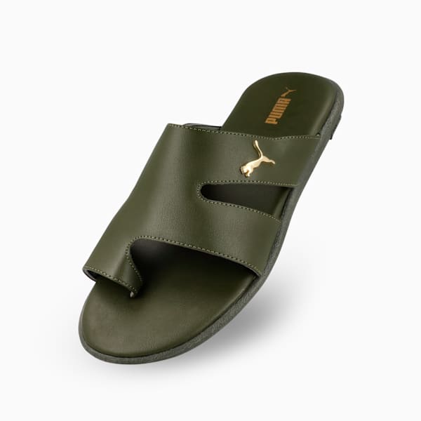 Sporty Magnet TW Slides Men, Dark Olive-PUMA Gold, large-ZAF