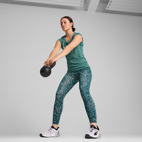 Performance Heather Cat Training Tee Women, Cold Green Heather, large-ZAF