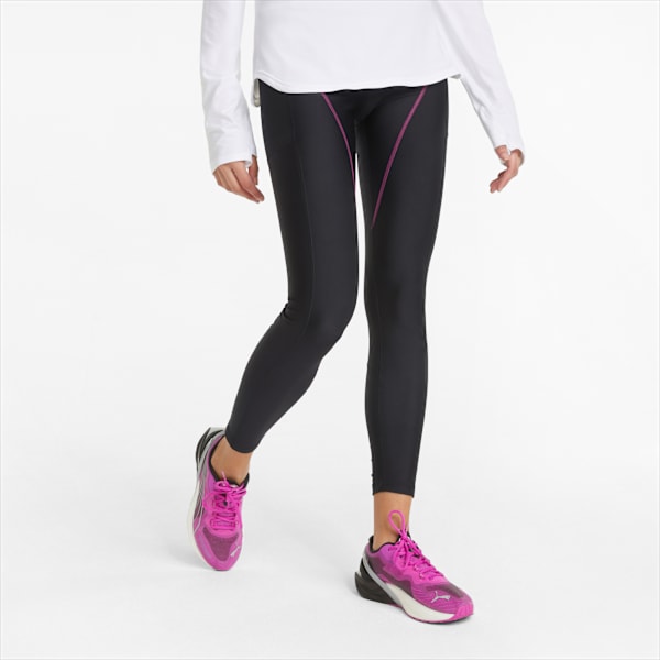 Marathon High Waist Full-Length Women's Running Leggings, Puma Black-Grape Wine, large-ZAF