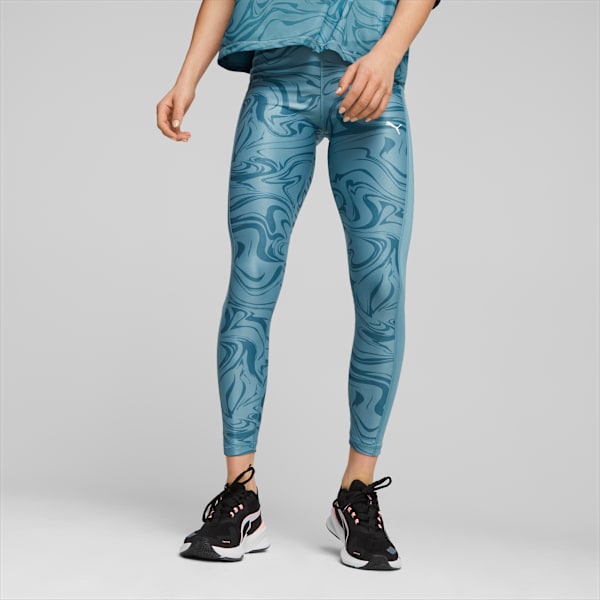 Favourite Printed High Waist 7/8 Training Leggings Women, Bold Blue-Marbelized AOP, large-ZAF