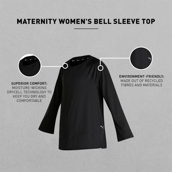 Maternity Bell Sleeve Training Top Women, Light Gray Heather, large-ZAF