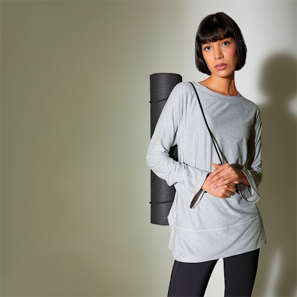 Maternity Bell Sleeve Training Top Women, Light Gray Heather, large-ZAF