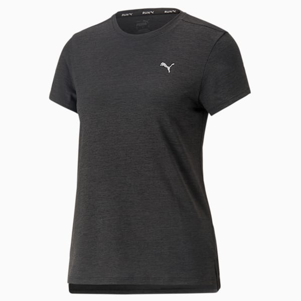 Playera para correr jaspeada Run Favourite para mujer, PUMA Black Heather, large-MEX