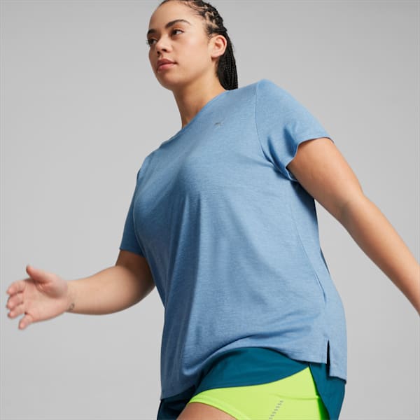 Playera para correr jaspeada Run Favourite para mujer, Zen Blue Heather, large-MEX