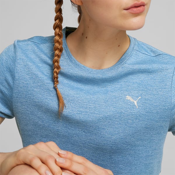 Playera para correr jaspeada Run Favourite para mujer, Zen Blue Heather, large-MEX