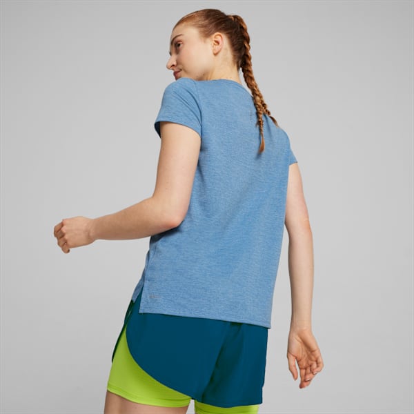 Playera para correr jaspeada Run Favourite para mujer, Zen Blue Heather, large-MEX