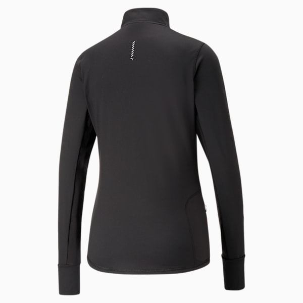 Playera para correr para mujer Run Favourite con cremallera de un cuarto, PUMA Black, large-MEX