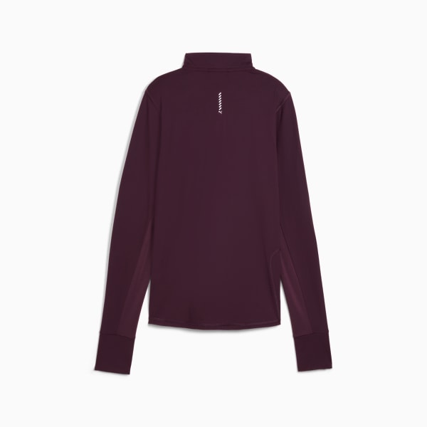 Playera para correr para mujer Run Favourite con cremallera de un cuarto, Midnight Plum, large-MEX