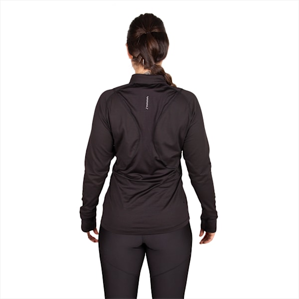 Remera de media cremallera Run CLOUDSPUN para mujer, PUMA Black, large-ARG