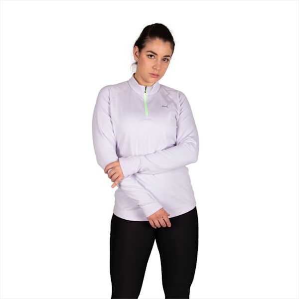 Remera de media cremallera Run CLOUDSPUN para mujer, Spring Lavender, large-ARG