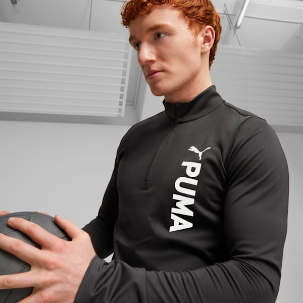 Blusa de Treino Quarter-Zip PUMA Fit Taped Masculina, Preto, large-BRA