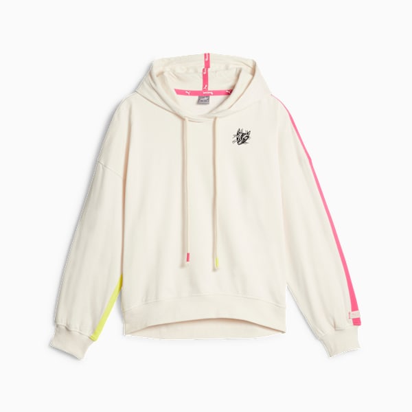 Buzo con capucha PUMA x lemlem polar para mujer, Ghost Pepper, large-ARG