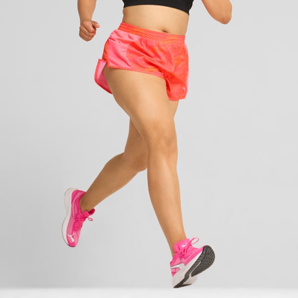 Shorts con estampado integral Run Favourite Velocity 7cm para mujer, Sunset Glow-Sun Stream, large-ARG